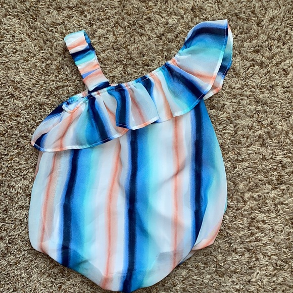12M girl pastel striped bubble romper - Picture 3 of 3